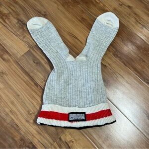 Pook Toque Kids‎ Hat Gray Red and White Sock Hat Fleece Lining Sock Monkey